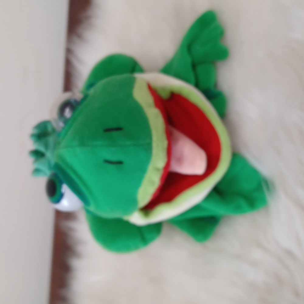 Vintage frog king hand puppet crazy eyes pretend play